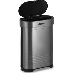 FlinQ Sensor Bin 60L Prullenbak - Vuilnisbak met Sensor en Softclose Deksel - Afvalbak met Industrieel Design - RVS Afvalemmer