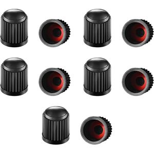10-Pack autoventieldoppen - Ventieldoppen - Autobanden - Universele kunststof ventieldoppen met afdichtring - Geschikt voor auto's - motoren - wielen en banden