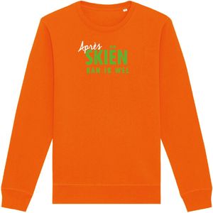 Après skiën kan ik wel wintersport sweater oranje S - fluor groen | Foute apres ski outfit | kleding | verkleedkleren | wintersporttruien | wintersport dames en heren | crewneck