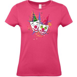 Dames T-shirt Carnaval Masker | Carnaval | Carnavalskleding Dames Heren | Roze | maat XL