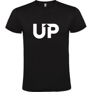 Zwart T shirt met  ""UP "" logo print Wit size XS
