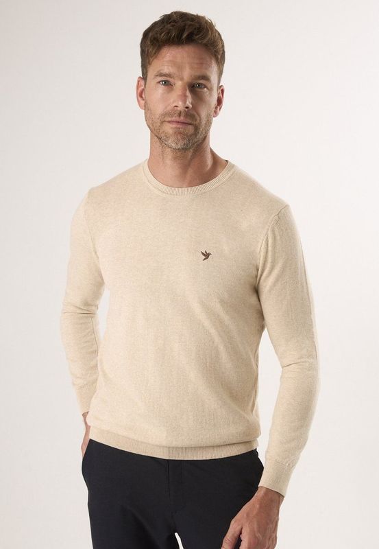 Felix Hardy - Classic Crew Neck Knit Sweater - Beige - 100% Katoen - Heren