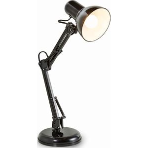 B.K.Licht - Zwarte Tafellamp - industriële bureaulamp - kantelbaar  retro metalen design - E14 fitting - excl. lichtbron