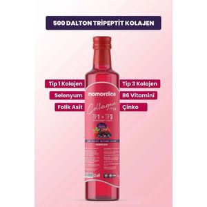 MOMORDICA Detox Collageenmix - Tripeptide Collageen Mix (Type 1 en Type 3) Zink Selenium Biotine Vitamine C Vitamine E Vitamine B6 Foliumzuur Bosvruchtenaroma Kaliumsorbaat Natriumbenzoaat (500 DALTON) - 250 ml
