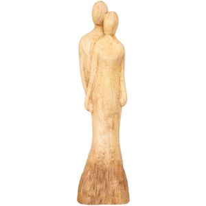 Houten beeld - Design beeld Verliefd Koppel - Decoratief Figuur van ongeveer 51 cm - Symbool van Liefde & Geluk - moederdag - vriendschap - liefde - verjaardag - cadeau - Oneindige Liefde