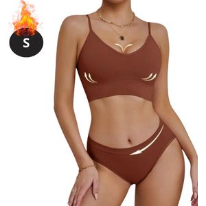 Bovista Lingerie Set Zonder Beugel - Zonder Bandjes - Push-up Bh's - Comfort Beha - Comfortabel - BH - Karamel - Maat S