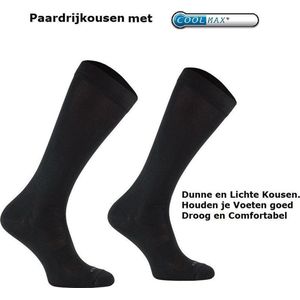 Comodo Paardrijsokken - Dunne en Lichte Comfortabele Kniekousen met Coolmax - Zwart 35/38