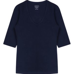 Claesen's® - Dames 3/4 Sleeve V-Neck T-Shirt - Donkerblauw - 95% Katoen - 5% Lycra