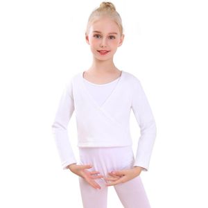 Danswarmer met Vlies Katoen voor Ballet - Lange Mouwen Jas - Kinderen Meisjes Vrouwen - Wit S(90-110 cm)