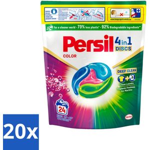 20 x Persil - Wasmiddelcapsules - 4-In-1 Discs - Gekleurde Was - 24 Wasbeurten - Gekleurde Was - Wasmiddelcapsules - 4-in-1 Discs - Hygiëne - Vlekverwijdering