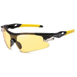 Garpex® Fietsbril - Sportbril - Polaroid Zonnebril - Racefiets - Mountainbike - Motor - Zwart Frame Gele Lens