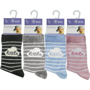 Baby sokken - hoogwaardig katoen - 12 paar - maat 21/23 - assortiment Roze, blauw & grijs - naadloos aan de teen