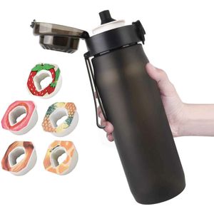 Geurwater Drinkfles - Water Bottle Up - Geur Air Waterfles - Inclusief 5 Pods - Zwart - 750 ml - Tritan - BPA-vrij - Starterskit - Aardbei - Ananas - Cola - Perzik - Sinaasappel