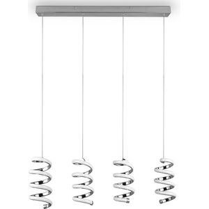 LED Hanglamp - Hangverlichting - Torna Lala - 8W - Natuurlijk Wit - 4000K - 4-lichts - Rechthoek - Chroom - Metaal