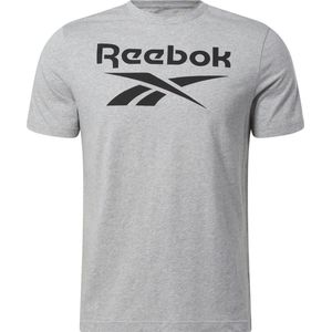 Reebok RI BIG STACKED LOGO TEE - Heren T-shirt - Grijs - Maat XL