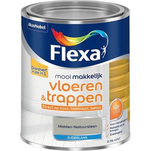 Flexa - Mooi Makkelijk Vloeren & Trappen Zijdeglans - Muurverf - Midden Natuursteen - Mengverf - 0.75 Liter
