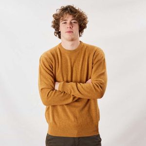 Osborne Knitwear Trui met ronde hals - Sweater heren in Lamswol - Pullover Heren - Gazelle - 4XL