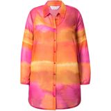 MIAMODA - Dames - Blouse A-lijn chiffon stippen/bloemen - Hibiscusrood - Maat 44