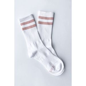 REVIVE Sportsokken, unisex, kleur wit met roze, mt 36-40, biologisch katoen
