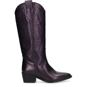 Manfield - Dames - Paarse leren cowboy laarzen - Maat 42