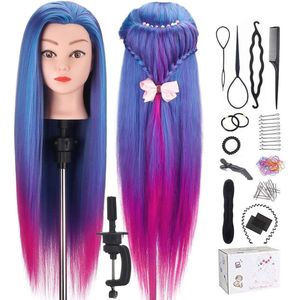 26 Inch 100% Synthetisch Haar Training Hoofd voor Kappers en Stylisten
