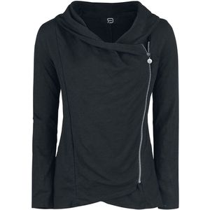 Forplay Asymetric Slub Yarn Zipper Cardigan zwart M Katoen -