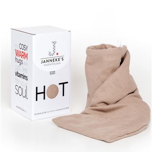 Janneke's Warmtesjaal pittenzak magnetron micro - Warmtekussen nek en schouder - lijnzaad - extra lang - wasbare hoes - made in NL - kleur taupe