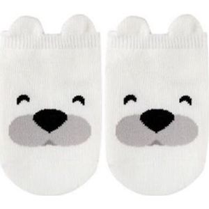Babysokjes Hondje Wit | Baby Maat 0-3 maanden | Anti-Slip | 100% Katoen