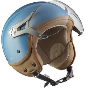 SOXON Scooterhelm - L - Jethelm met vizier - Motorhelm voor volwassenen - Geschikt voor Vespa, Scooter, Brommer, Motor en Snorfiets - Lichtblauw