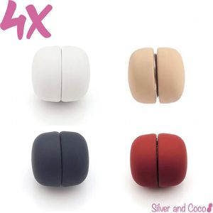 SilverAndCoco® - Hijab Magneten | Magneet voor Hoofddoek - Wit / Nude - Beige / Zwart / Rood (4 stuks) + opberg tasje