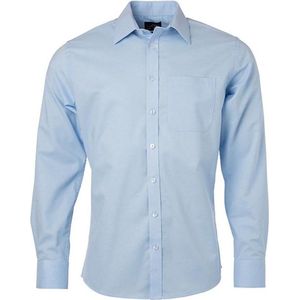 James and Nicholson Heren Longsleeve Oxford Shirt (Lichtblauw)
