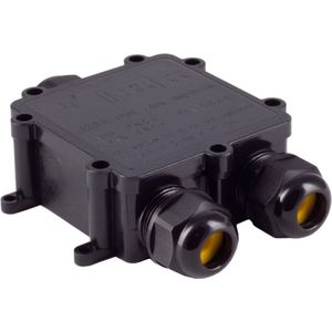 Waterdichte Kabelaansluitbox - 3 x Kabelinvoer/-uitvoer (waarvan 2 naast elkaar) - IP68 - Zwart
