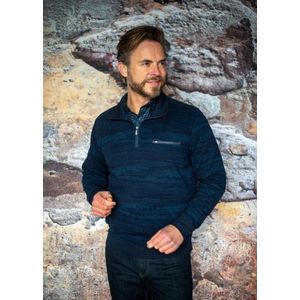 GCM trui blauw gemeleerd, rits en borstzak - maat 6XL