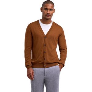FALKE Basic New Merino Cardigan zacht elegante wol cardigan heren bruin - maat S