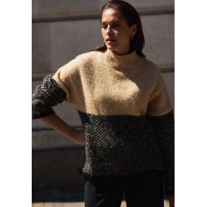 Mexx Pullover Herringbone Turtle Neck Brown Dames - Maat S