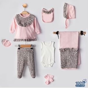 Leopard - Baby newborn 8-delige kleding set meisjes - Newborn kleding set - Newborn set - Babykleding - Babyshower cadeau - Kraamcadeau