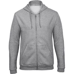 Herenhoodie met rits 'ID.205' B&C Collectie maat XS Heather Grey