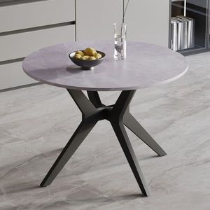 Tafel 'Apollo' 110 cm Rond Glanzend Steen Italian Grijs