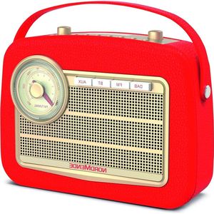 Draagbare DAB+ en FM-retroradio met Bluetooth-audiostreaming en accu voor 24 uur rood