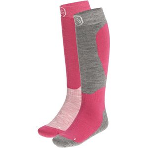 Apollo - Skisokken Kind - 2 X Paar - Unisex - Multi Roze - Maat 31/34 - Skisokken kinderen