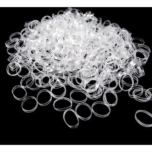 Hisa - Transparante mini haarelastiekjes - Elastiek - Elastisch - Doorzichtig - Haar - Accessoires - ca 450 stuks - Diamater 1,5 cm