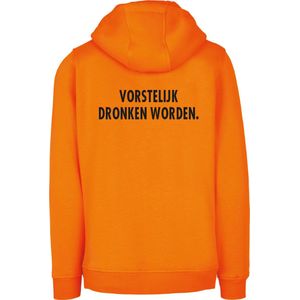 Koningsdag hoodie oranje S - Vorstelijk dronken worden. - soBAD. | Koningsdag | Hoodie unisex | Hoodie mannen | Hoodie vrouwen | Oranje