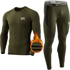 MEETHOO Thermo kleding set voor mannen en vrouwen - Thermo-ondergoed Heren Set -Groen-XXL