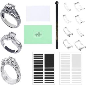 Maatverstellers voor losse ringen 12 stuks - Onzichtbare ringen guard spacer silicone - Ringen opmeten - Ringverstellers met poetsdoekje - Passend en comfortabel