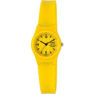 Q&Q VP47J019Y - Horloge - Sport - Analoog - Dames - Vrouwen - Kinderen - Plastic band - Rond - Cijfers - Kunststof - Geel