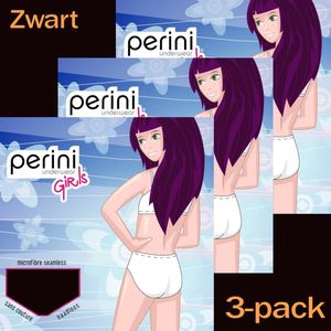 Perini meisjes slips microvezel - 3-pack - maat 128/140 - zwart