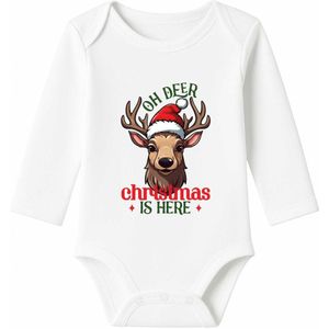 Romper Oh deer. X-mas is here - wit - lange mouw