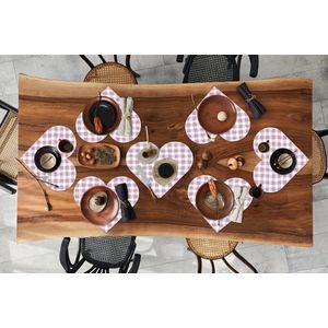 Onderleggers - Placemats - Placemats hartje - Pastel - Paars - Patronen - 8 stuks
