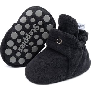 Steppies - Baby Slofjes voor Jongens en Meisjes - Zwart - 0-3 Maanden (9cm) - Schoenmaat 15-16