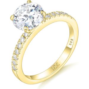Finesse - 18k Geelgouden Moissanite Verlovingsring met Zijstenen - 7 karaat